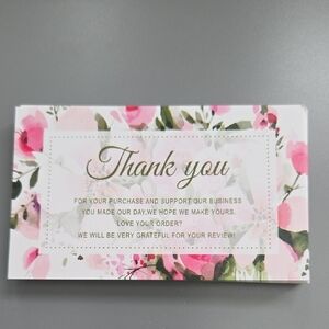 50 Thank You Card Elegant Pink Floral NWT